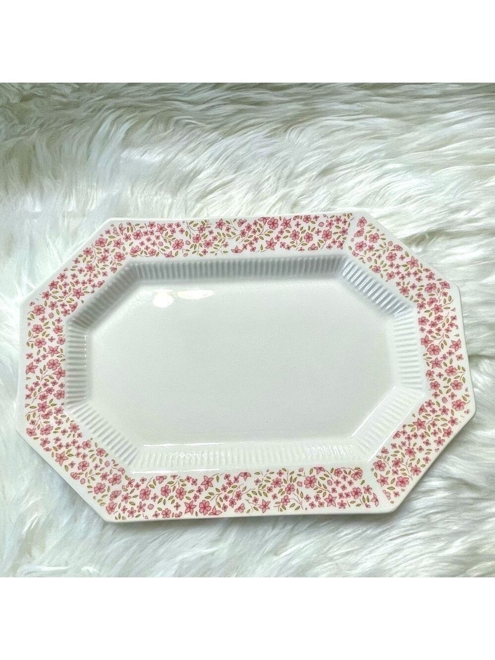 Independence Ironstone Platter Ceramic Floral Pink & White Vintage - Picture 6 of 6